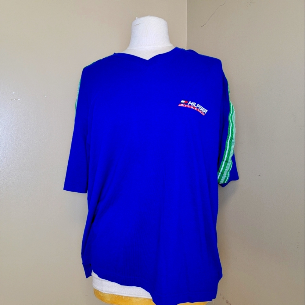 Vintage Tommy Hilfiger Athletics T-shirt. Size Large. Stripes embroidered